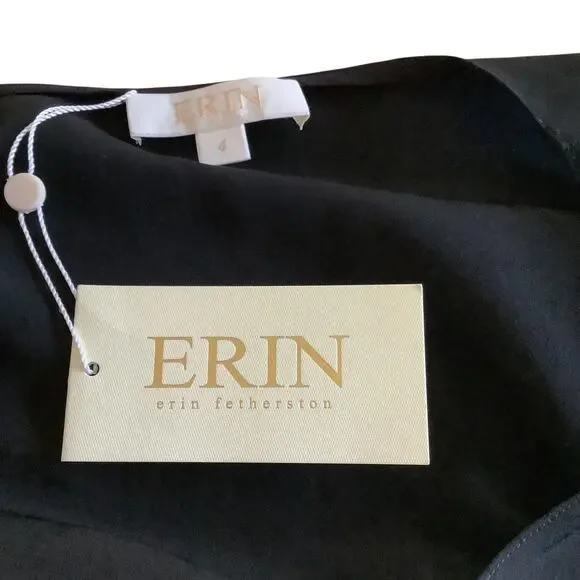 ERIN by ERIN FETHERSTON BLACK TANK STYLE DRESS WITH SHORT THREAD FRINGE 4 NEW - Picture 6 of 8